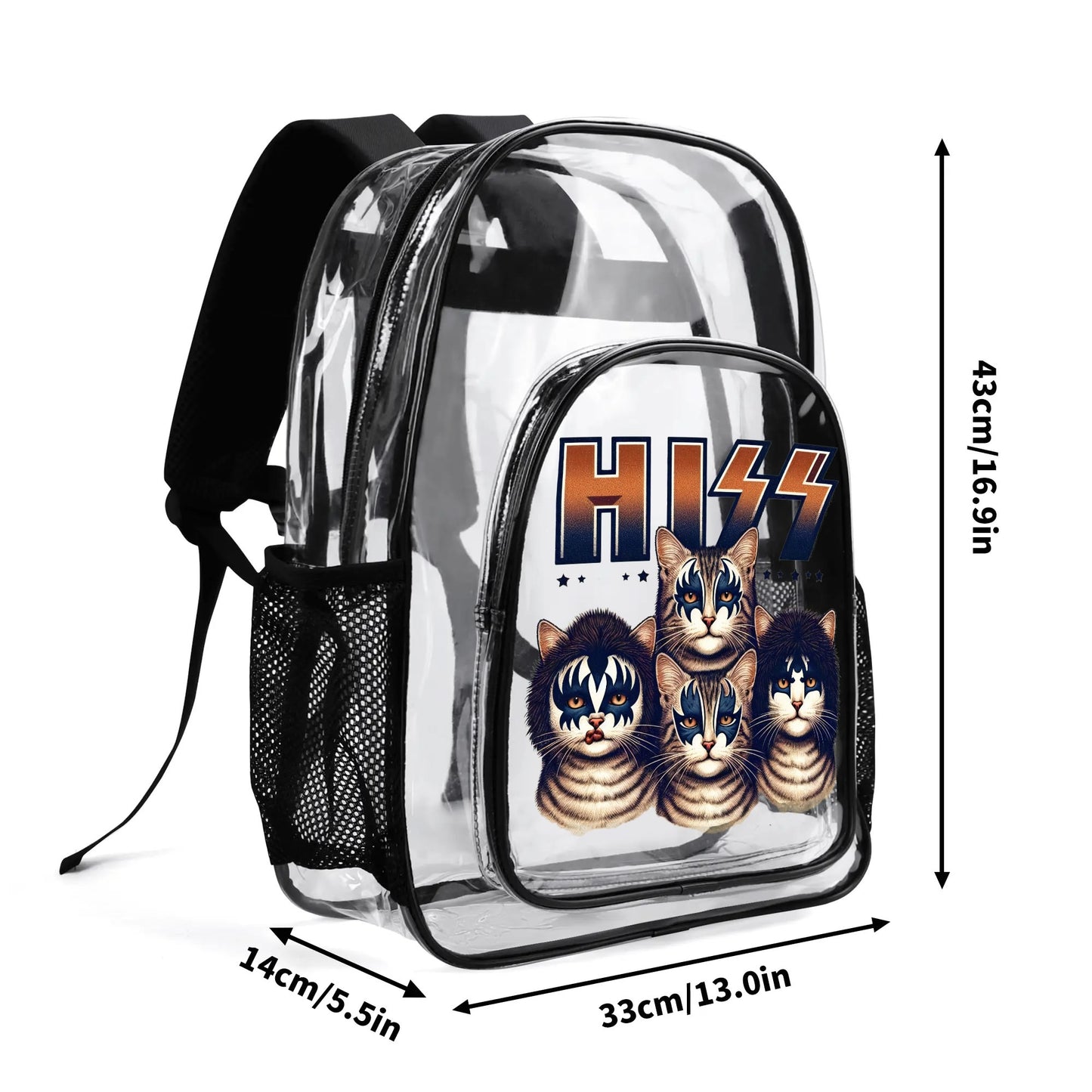 Funny Cats! - Large 17 Transparent See-Thru Backpack