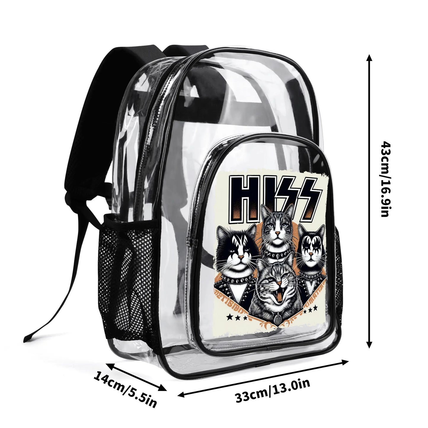 Funny Cats! - Large 17 Transparent See-Thru Backpack