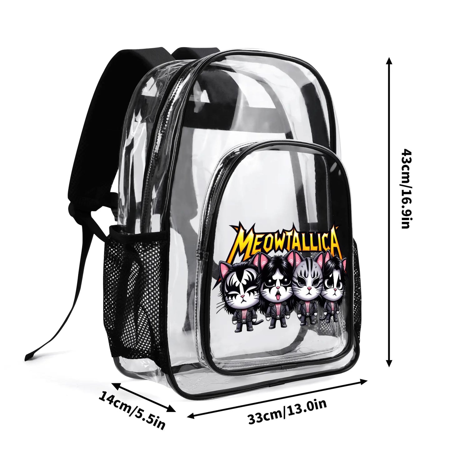 Funny Cats! - Large 17 Transparent See-Thru Backpack