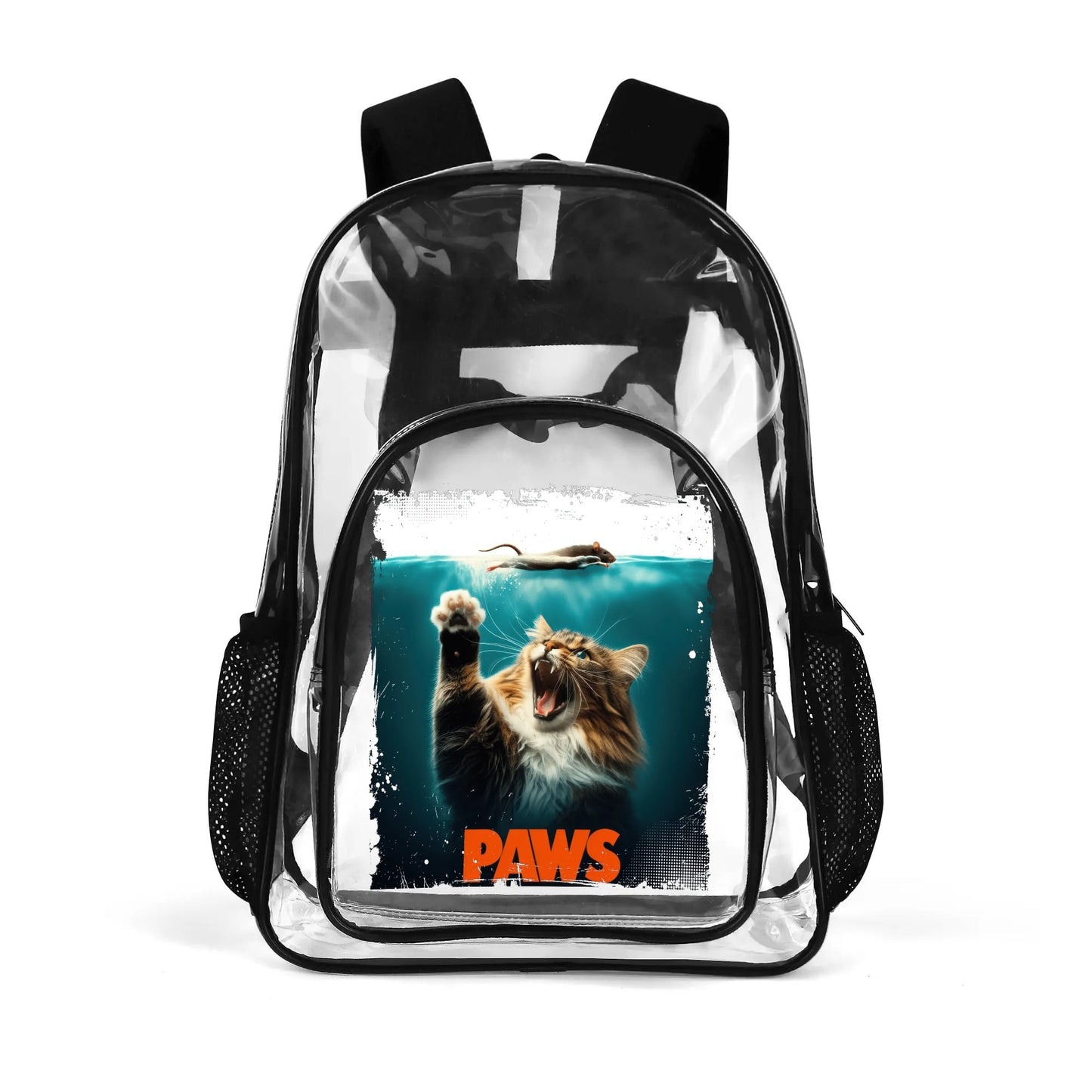 Funny Cats! - Large 17 Transparent See-Thru Backpack