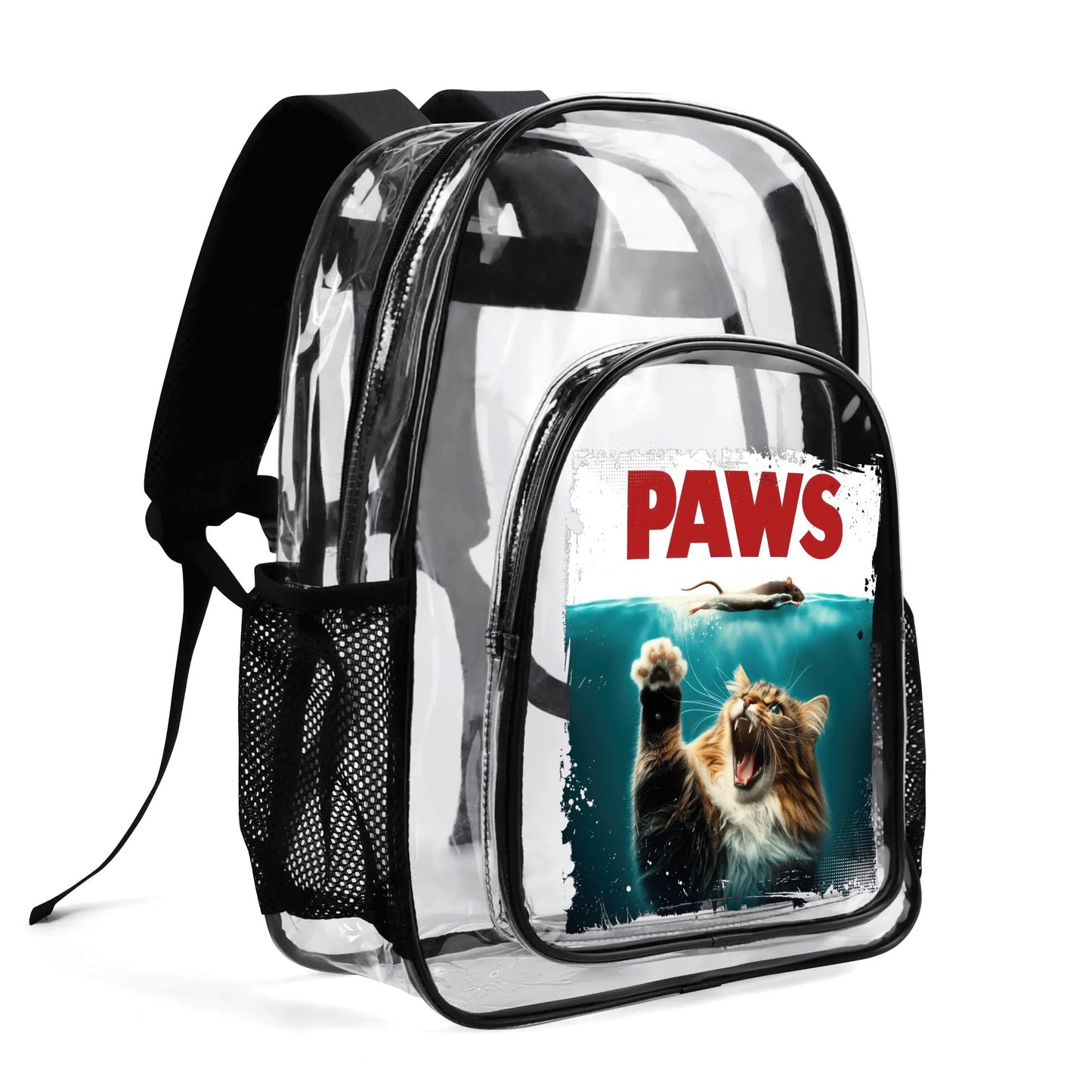 Funny Cats! - Large 17 Transparent See-Thru Backpack