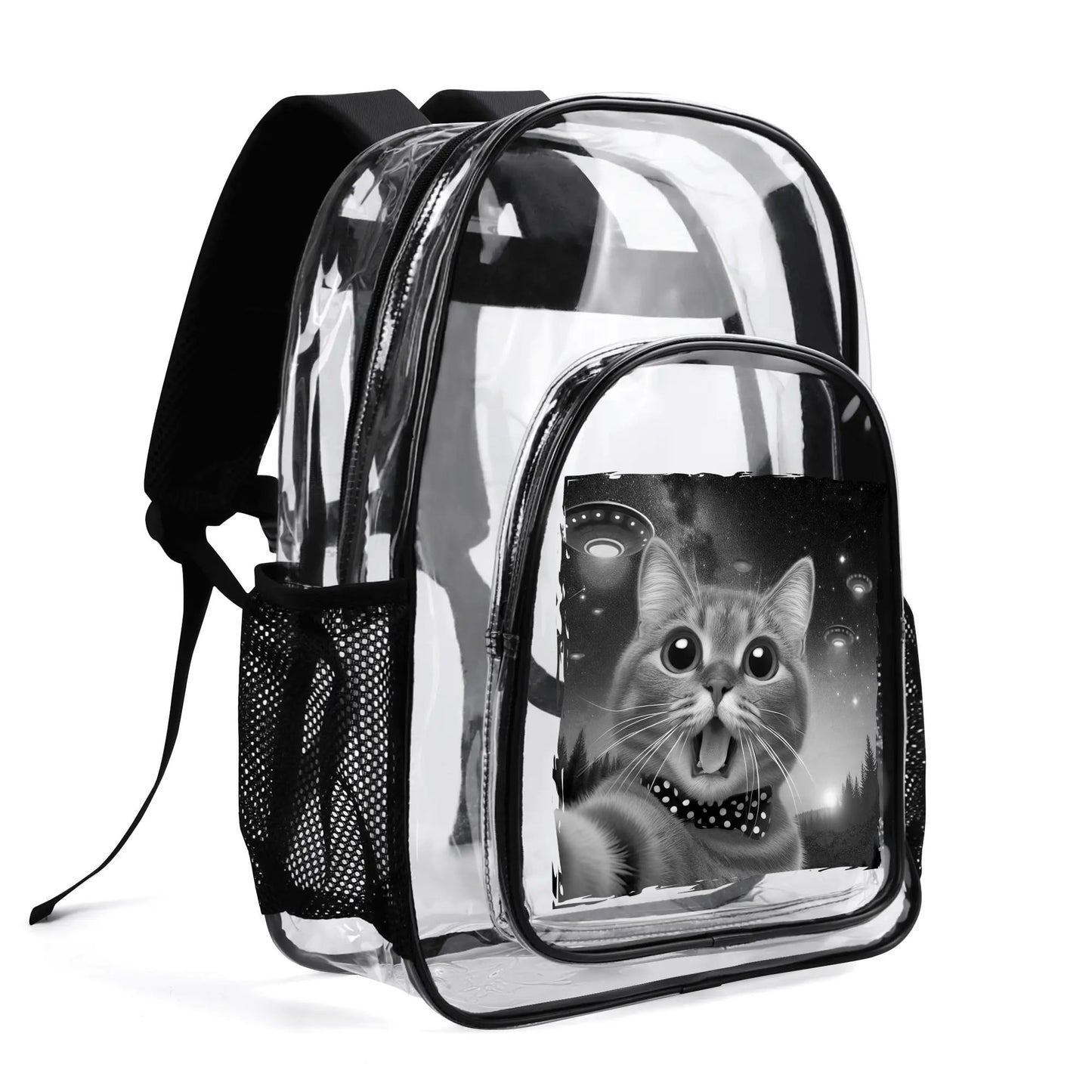 Funny Cats! - Large 17 Transparent See-Thru Backpack