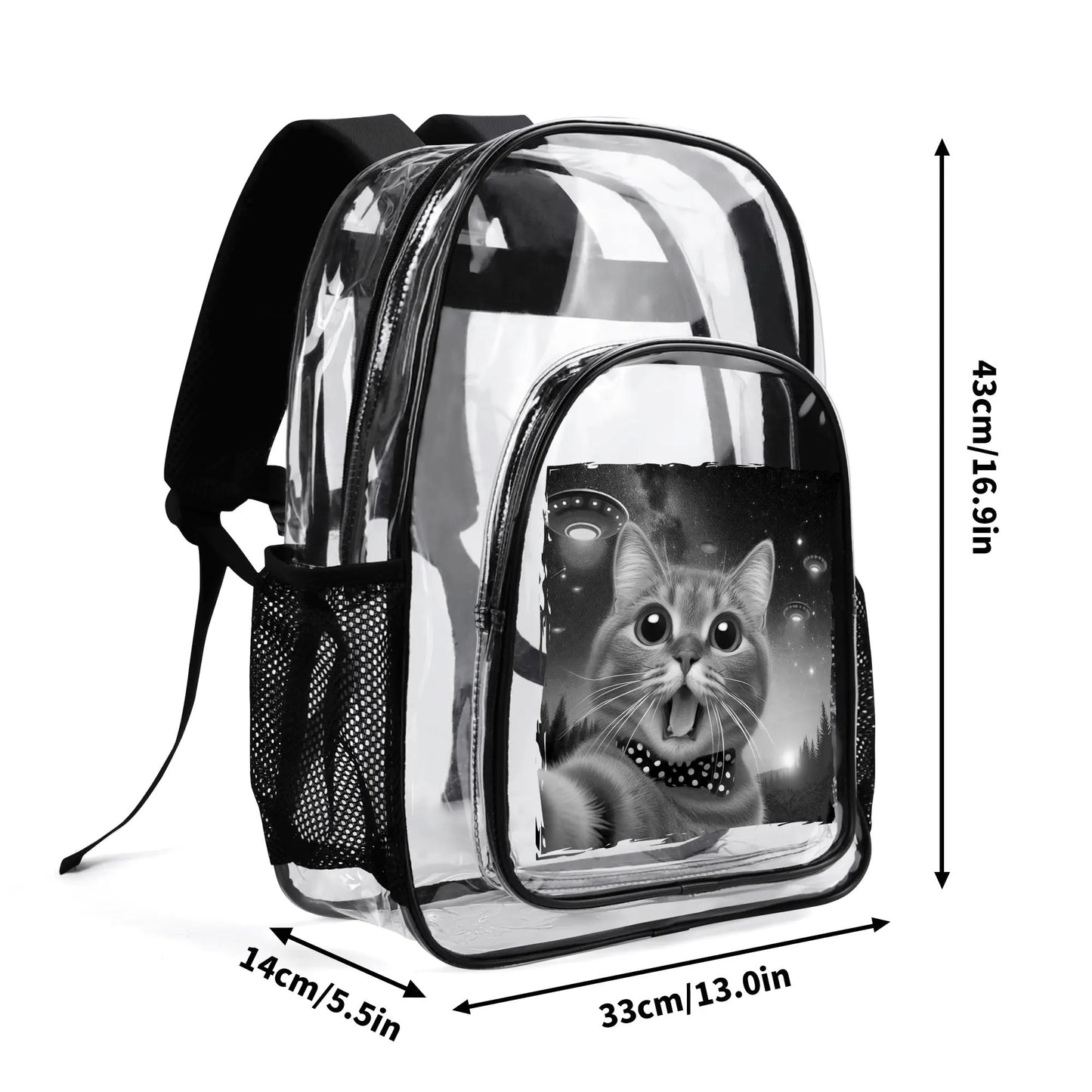 Funny Cats! - Large 17 Transparent See-Thru Backpack