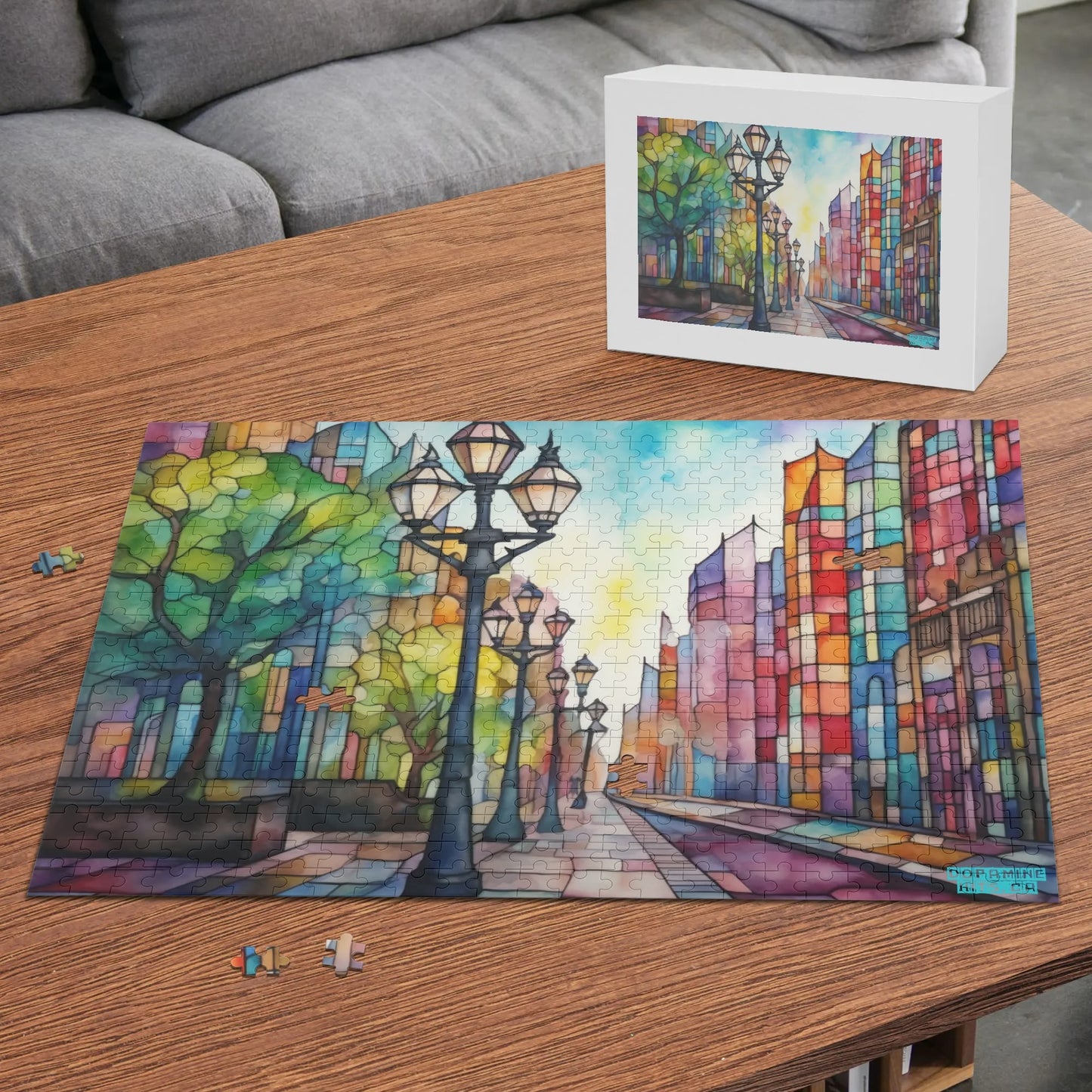 Stained Glass City Street - Jigsaw Puzzle (500 Pcs)