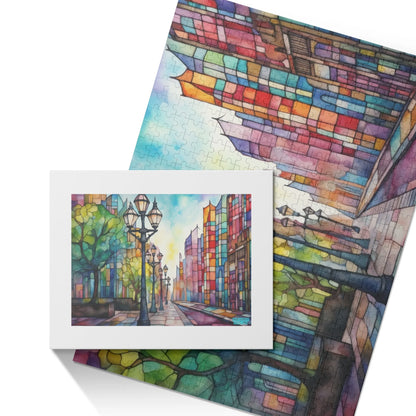 Stained Glass City Street - Jigsaw Puzzle (500 Pcs)