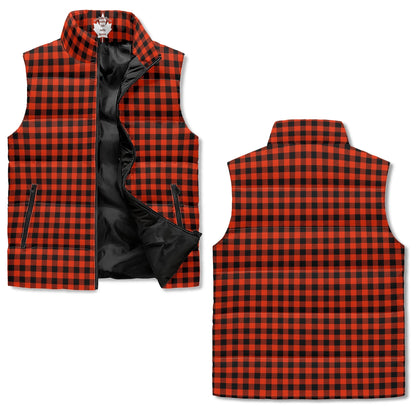 Burnt Orange Black Buffalo Plaid Puffer Vest - Unisex, All-Weather Protection with Zip Closure