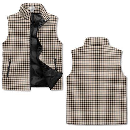 Natural Black Buffalo Plaid Puffer Vest - Unisex, All-Weather Protection with Zip Closure