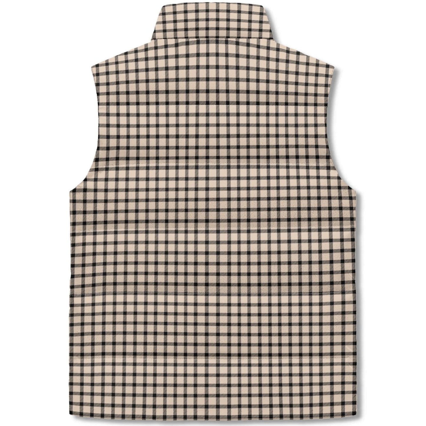 Natural Black Buffalo Plaid Puffer Vest - Unisex, All-Weather Protection with Zip Closure