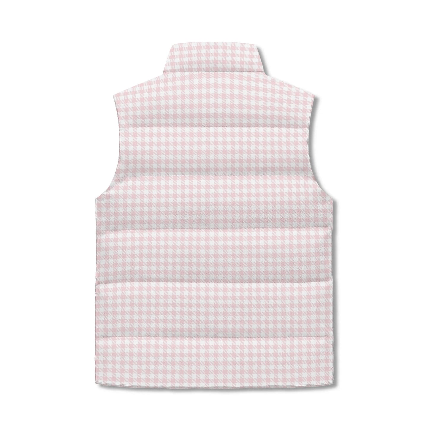 Pastel White Buffalo Plaid Puffer Vest - Unisex, All-Weather Protection with Zip Closure