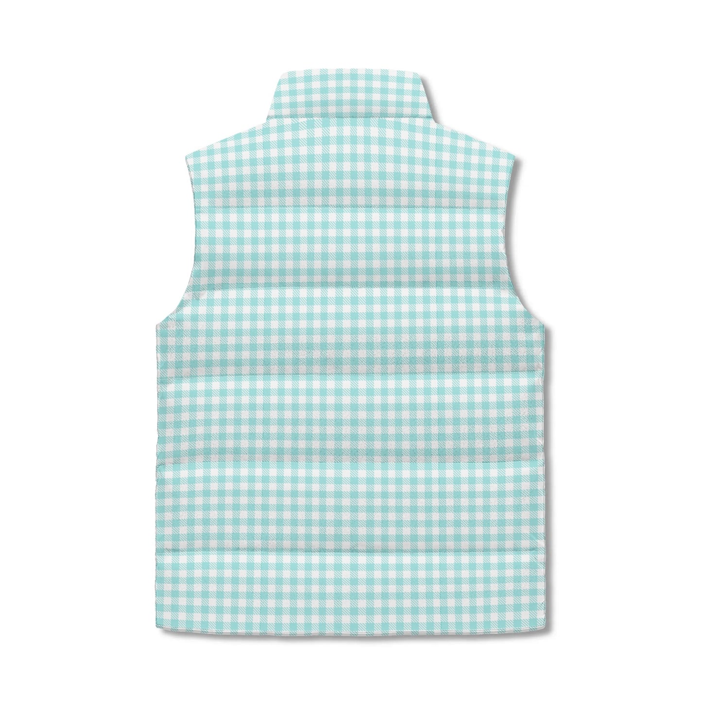 Pastel White Buffalo Plaid Puffer Vest - Unisex, All-Weather Protection with Zip Closure