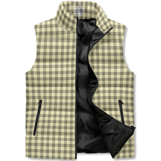 Pastel Black Buffalo Plaid Puffer Vests - Unisex, All-Weather Protection with Zip Closure