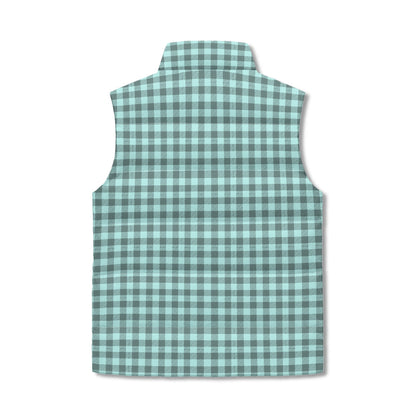 Pastel Black Buffalo Plaid Puffer Vest - Unisex, All-Weather Protection with Zip Closure