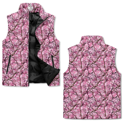 Cherry Blossom Camo Puffer Vest - Unisex, All-Weather Protection with Zip Closure