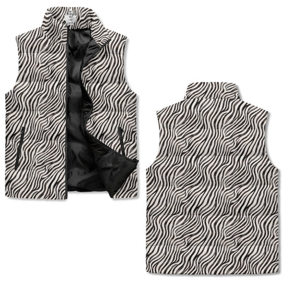 Watercolour Zebra Print Puffer Vest - Unisex, All-Weather Protection with Zip Closure