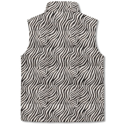 Watercolour Zebra Print Puffer Vest - Unisex, All-Weather Protection with Zip Closure