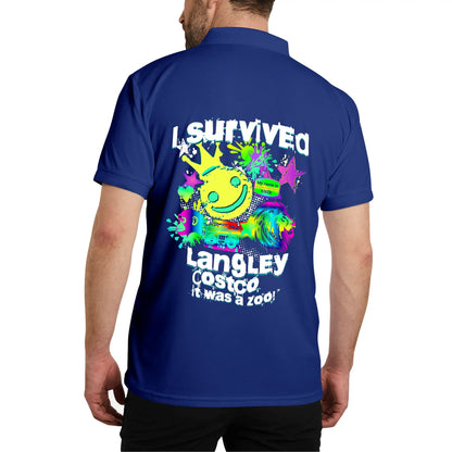 I Survived Langley Costco - It Was A Zoo - Unisex 100% Cotton Zoo Keeper Funny Polo Shirt