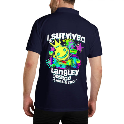 I Survived Langley Costco - It Was A Zoo - Unisex 100% Cotton Zoo Keeper Funny Polo Shirt