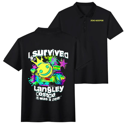 I Survived Langley Costco - It Was A Zoo - Unisex 100% Cotton Zoo Keeper Funny Polo Shirt