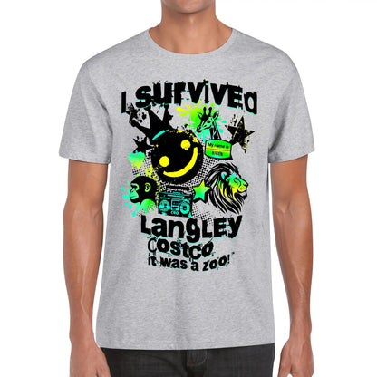 I Survived Langley Costco - It Was A Zoo - Mens Soft 100% Cotton T-Shirt - Funny Tee