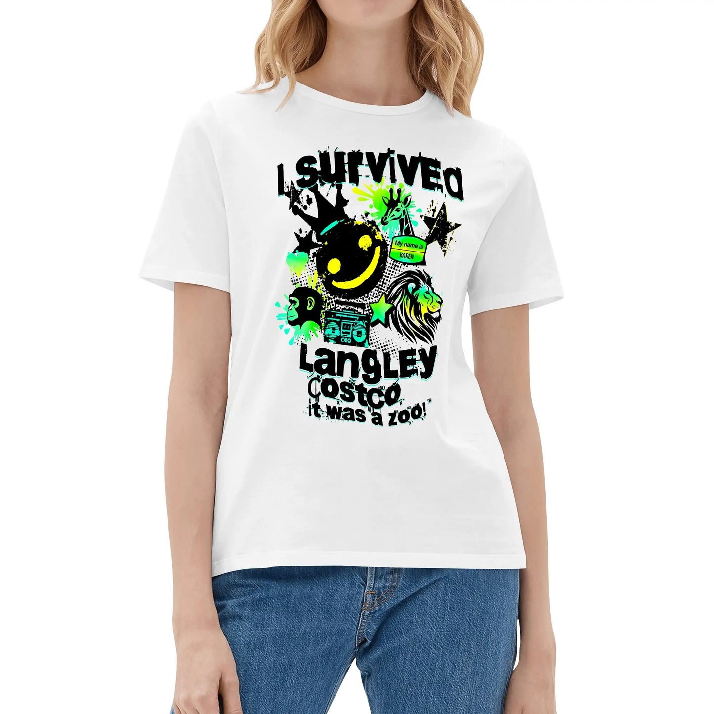 I Survived Langley Costco - It Was A Zoo - Womens Super Soft 100% Cotton T-Shirt