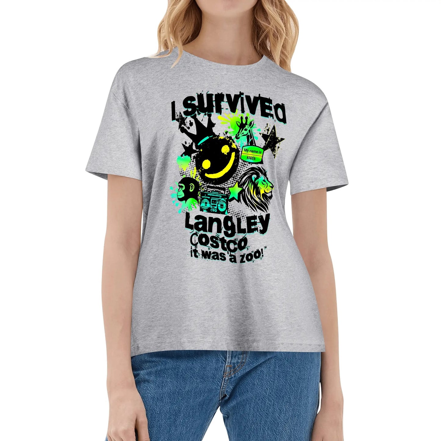 I Survived Langley Costco - It Was A Zoo - Womens Super Soft 100% Cotton T-Shirt