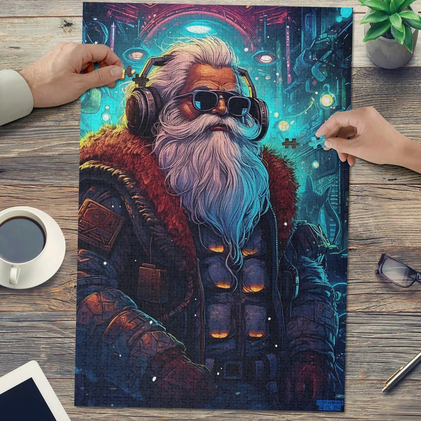 Cyberpunk Santa - Wooden Jigsaw Puzzle (1000 Pcs)