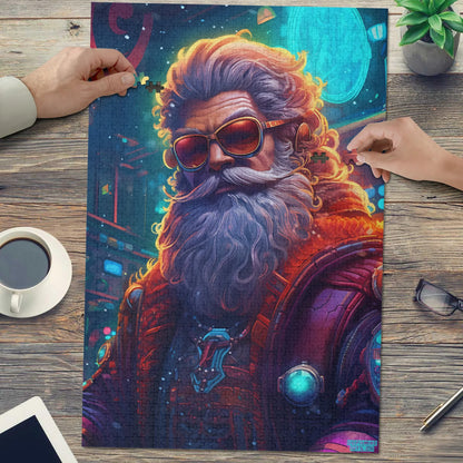 Cyberpunk Santa - Wooden Jigsaw Puzzle (1000 Pcs)