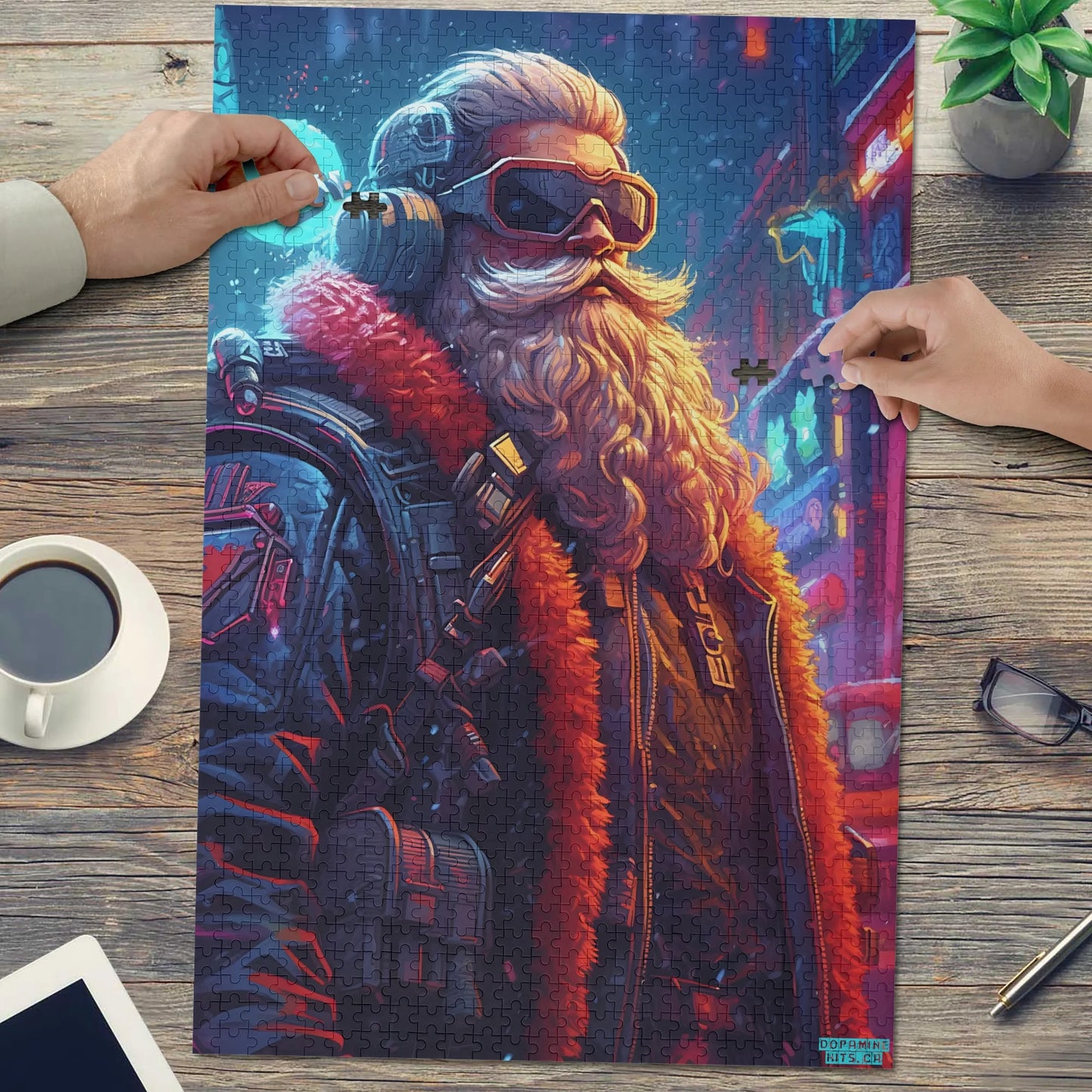 Cyberpunk Santa - Wooden Jigsaw Puzzle (1000 Pcs)