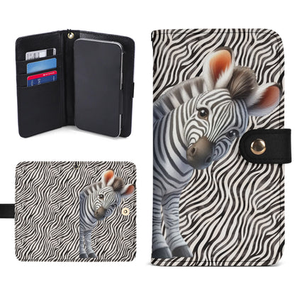 Peeking Zebra - Unique Cell Phone Flip Case fits Most Mobile Phones