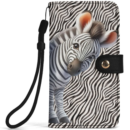 Peeking Zebra - Unique Cell Phone Flip Case fits Most Mobile Phones