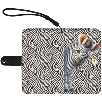 Peeking Zebra - Unique Cell Phone Flip Case fits Most Mobile Phones