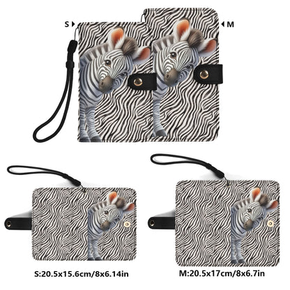 Peeking Zebra - Unique Cell Phone Flip Case fits Most Mobile Phones