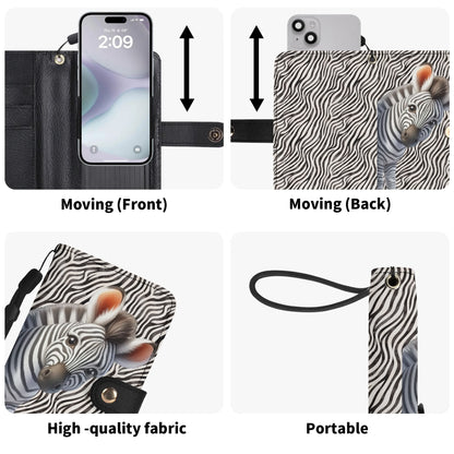 Peeking Zebra - Unique Cell Phone Flip Case fits Most Mobile Phones