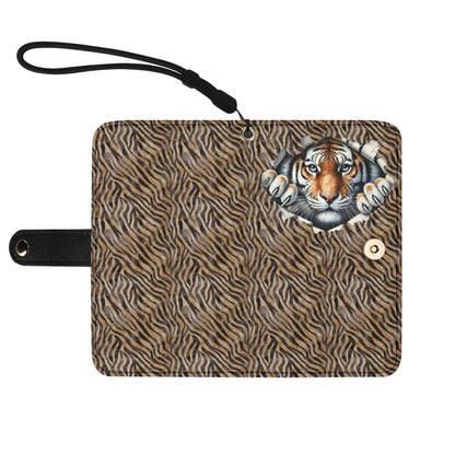 Peeking Tiger - Unique Cell Phone Flip Case fits Most Mobile Phones