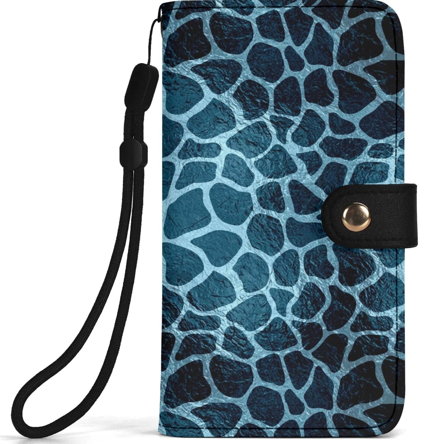 Blue Giraffe Print - Unique Cell Phone Flip Case fits Most Mobile Phones