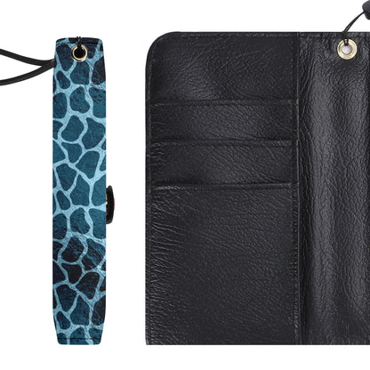 Blue Giraffe Print - Unique Cell Phone Flip Case fits Most Mobile Phones