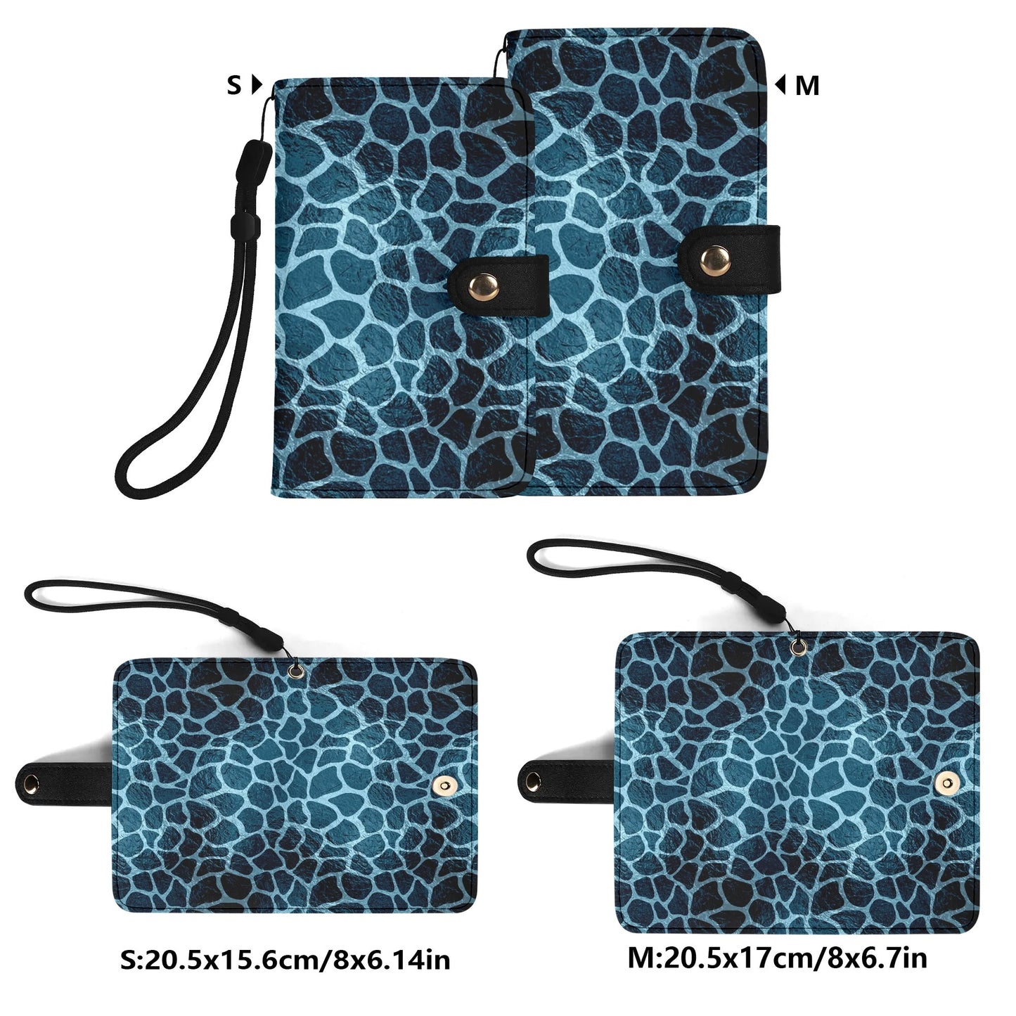 Blue Giraffe Print - Unique Cell Phone Flip Case fits Most Mobile Phones