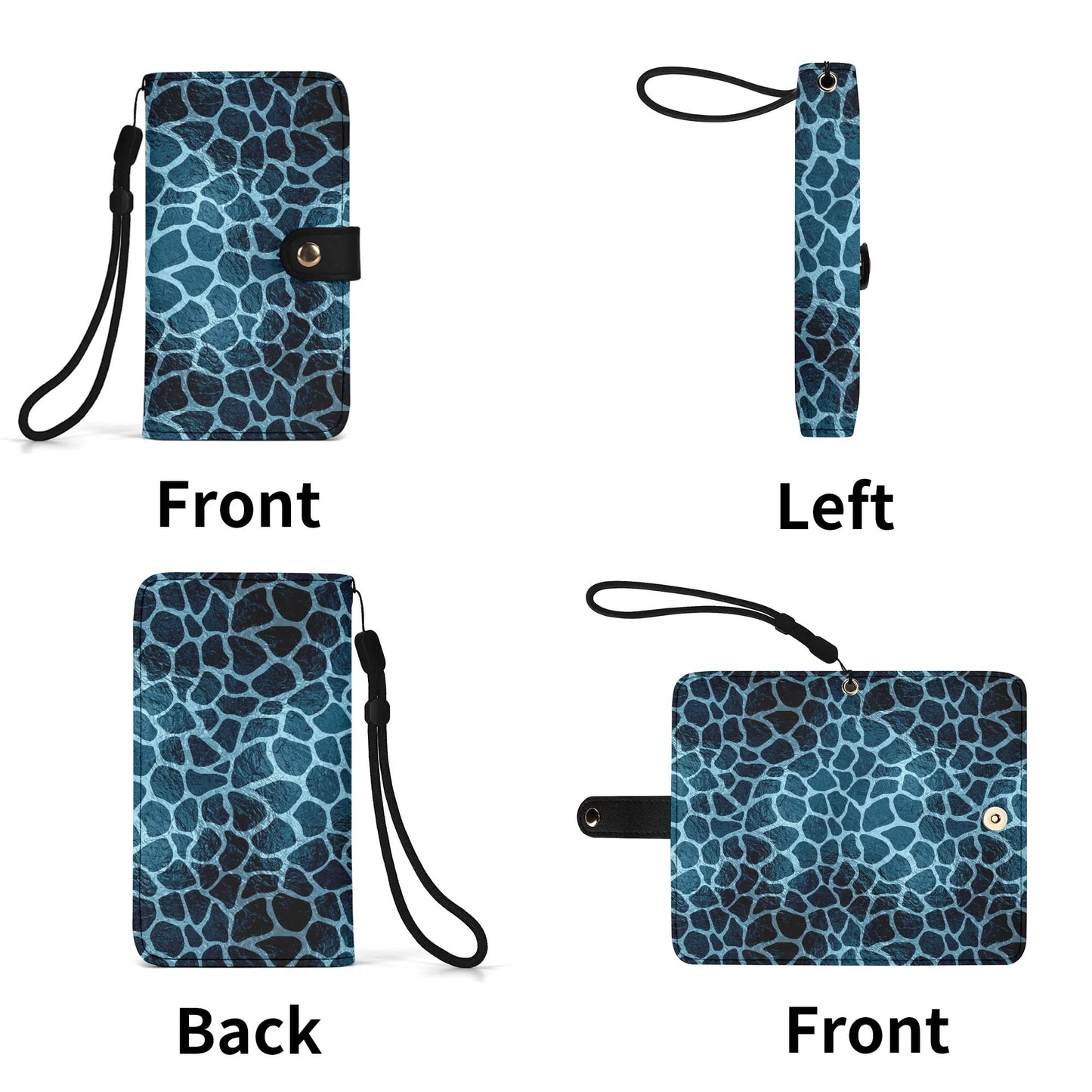 Blue Giraffe Print - Unique Cell Phone Flip Case fits Most Mobile Phones