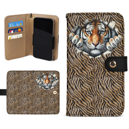 Peeking Tiger - Unique Cell Phone Flip Case fits Most Mobile Phones