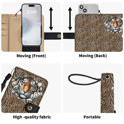 Peeking Tiger - Unique Cell Phone Flip Case fits Most Mobile Phones