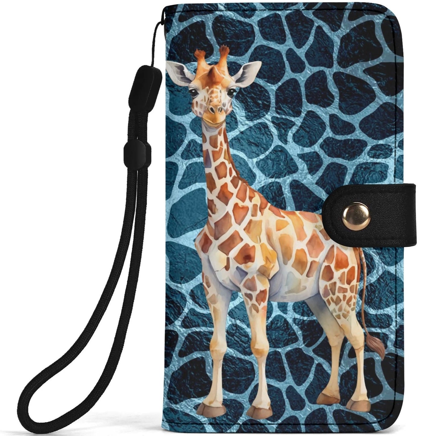 Giraffe Blue Giraffe Print - Unique Cell Phone Flip Case fits Most Mobile Phones