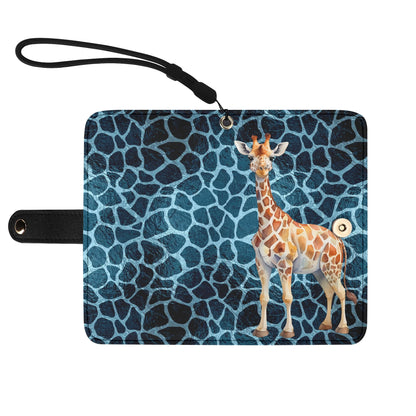 Giraffe Blue Giraffe Print - Unique Cell Phone Flip Case fits Most Mobile Phones