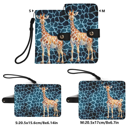 Giraffe Blue Giraffe Print - Unique Cell Phone Flip Case fits Most Mobile Phones