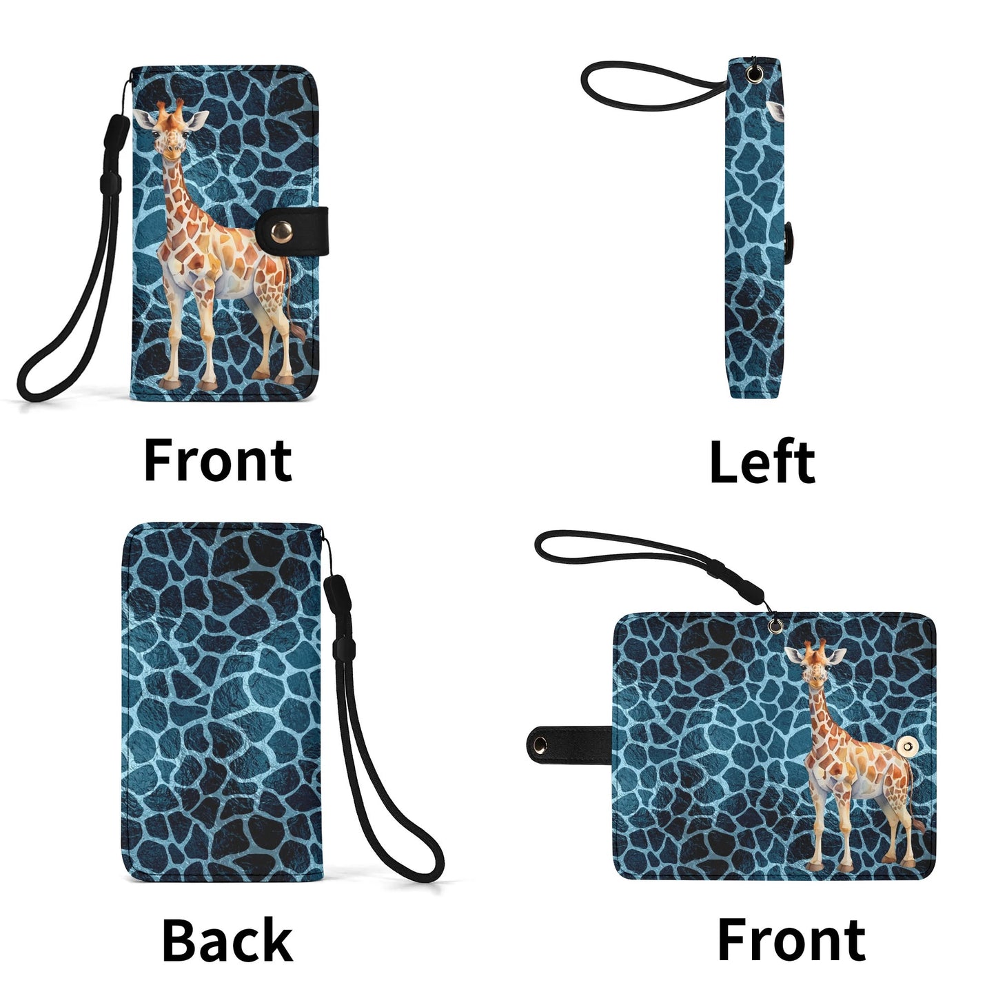 Giraffe Blue Giraffe Print - Unique Cell Phone Flip Case fits Most Mobile Phones