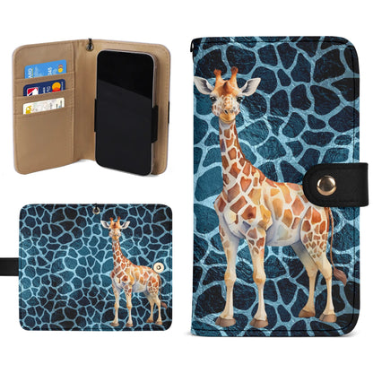 Giraffe Blue Giraffe Print - Unique Cell Phone Flip Case fits Most Mobile Phones