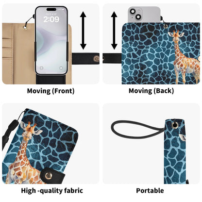 Giraffe Blue Giraffe Print - Unique Cell Phone Flip Case fits Most Mobile Phones