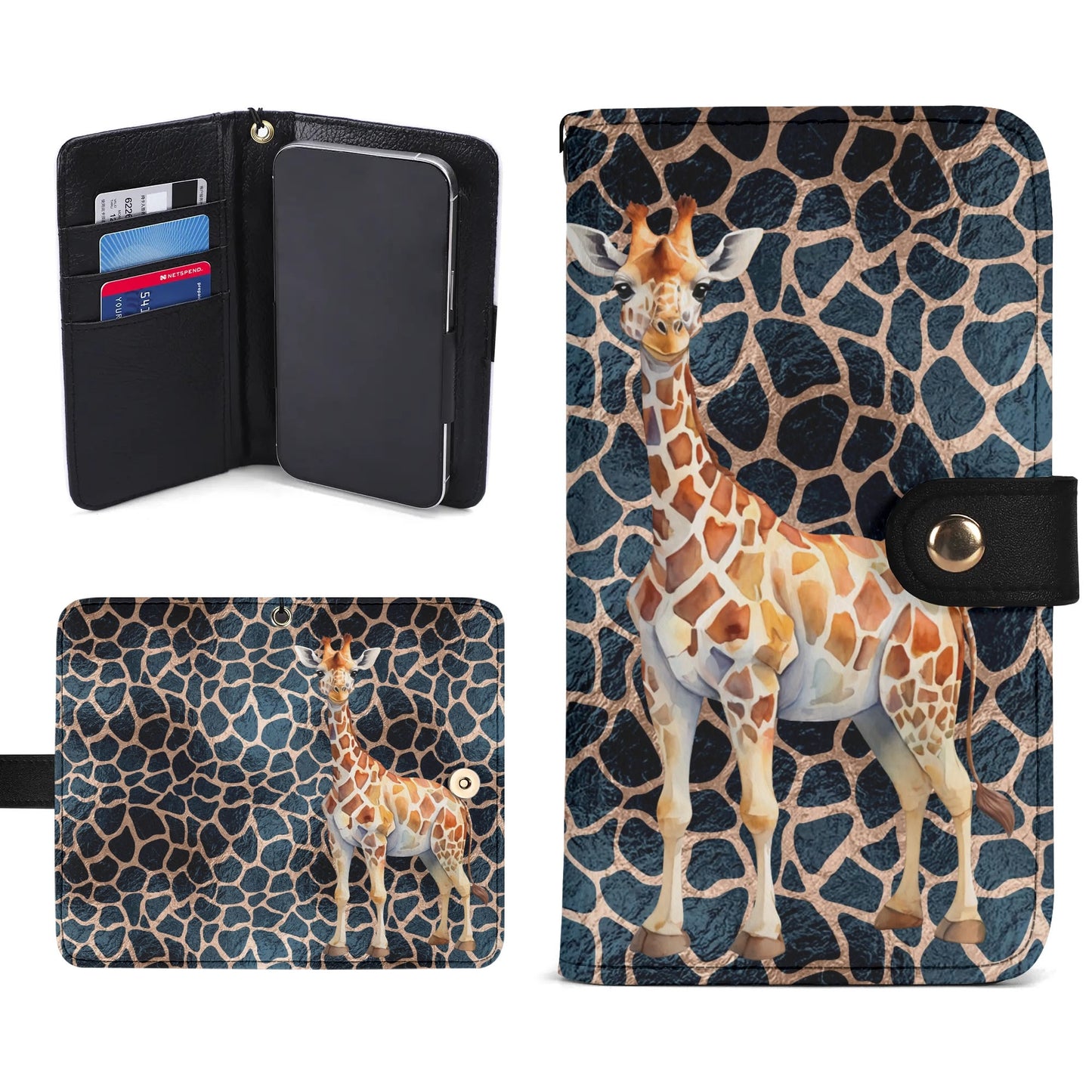 Giraffe Rose Gold Print - Unique Cell Phone Flip Case fits Most Mobile Phones