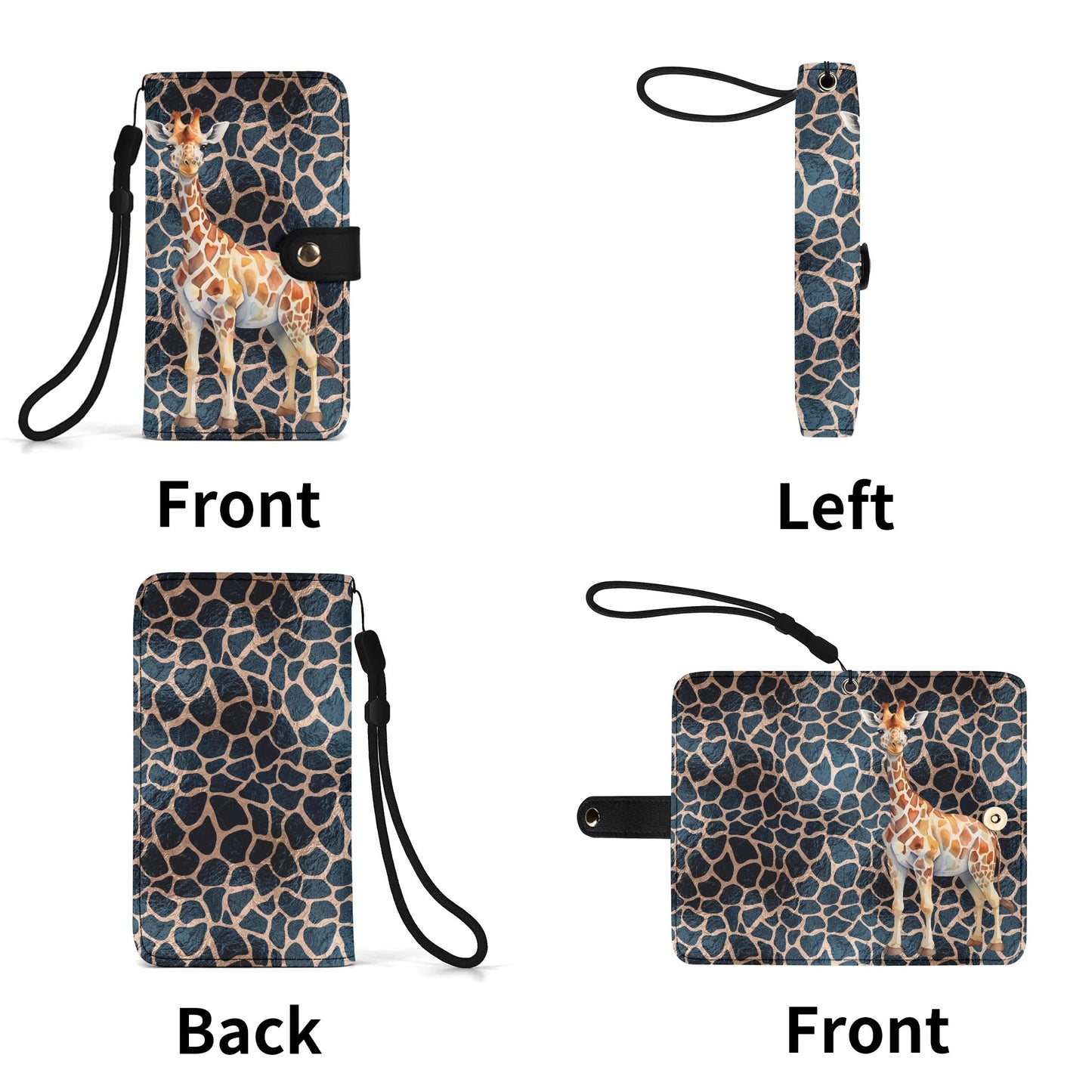 Giraffe Rose Gold Print - Unique Cell Phone Flip Case fits Most Mobile Phones