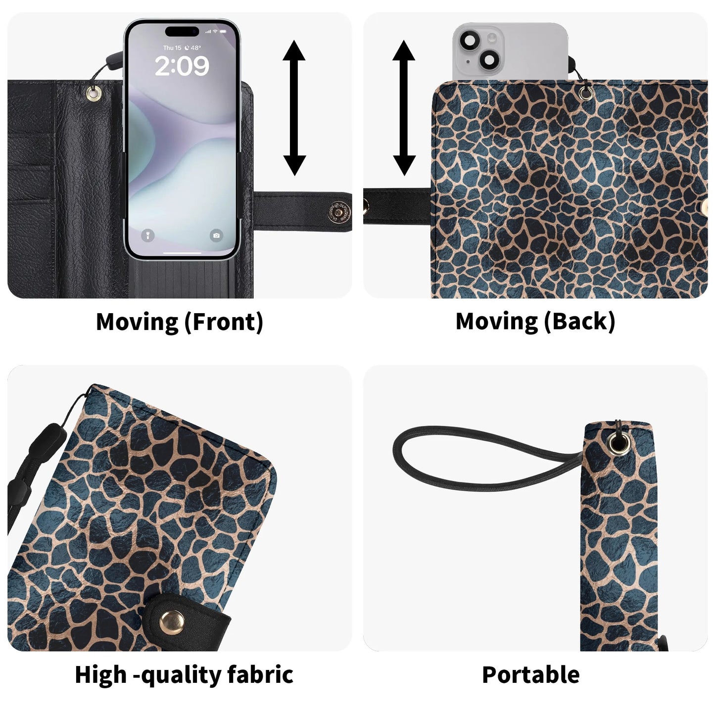 Rose Gold Giraffe Print - Unique Cell Phone Flip Case fits Most Mobile Phones