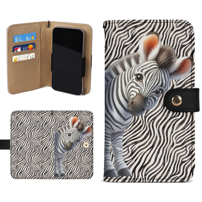 Peeking Zebra - Unique Cell Phone Flip Case fits Most Mobile Phones